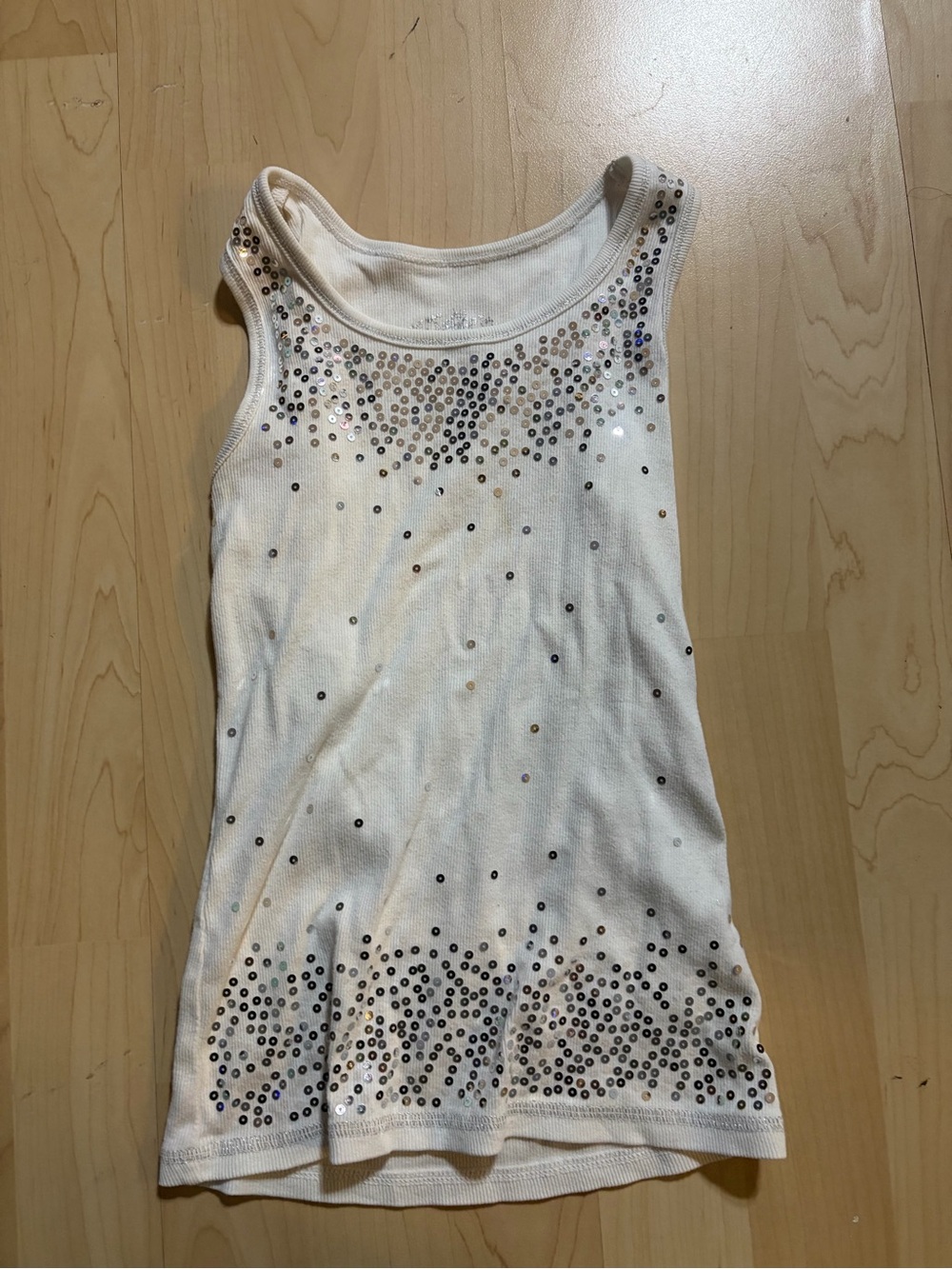 Justice White Tank Top with Sequin Accents
